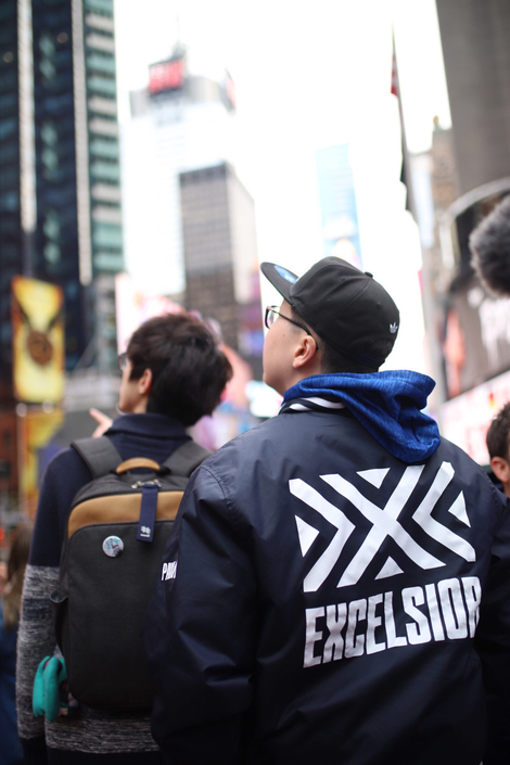 New York Excelsior walking around the city.